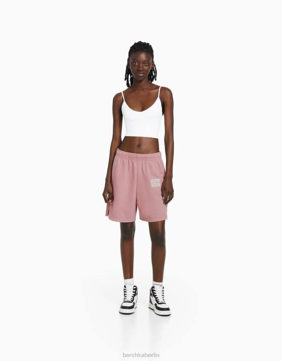Rosa Bershka Frauen Plüsch-Baumwollshorts H00J1730