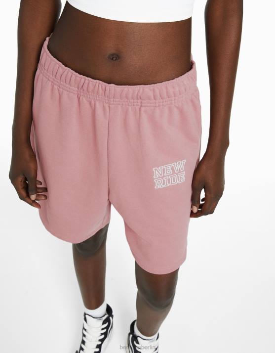 Rosa Bershka Frauen Plüsch-Baumwollshorts H00J1730