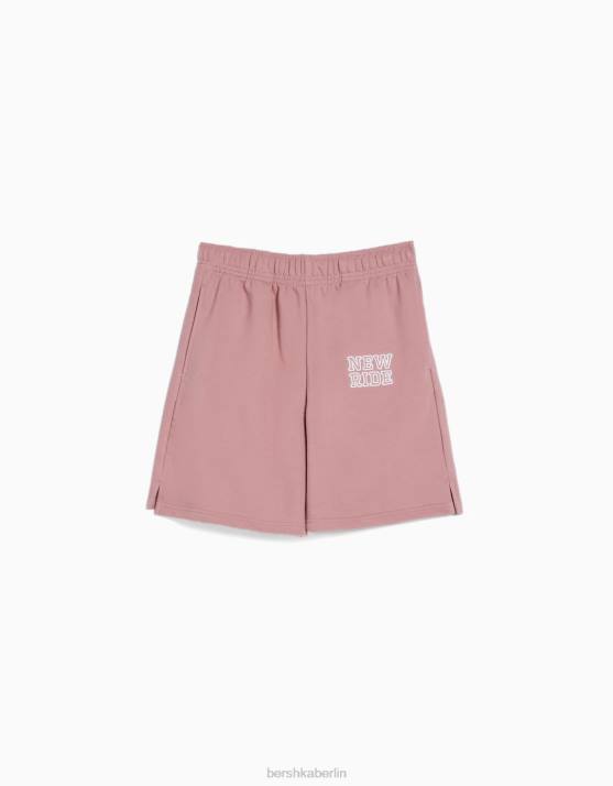 Rosa Bershka Frauen Plüsch-Baumwollshorts H00J1730