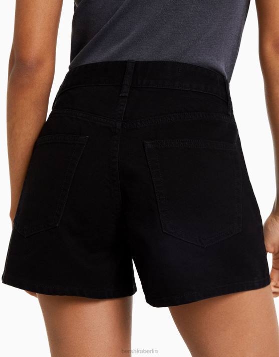 Schwarz Bershka Frauen Mom-Fit-Jeansshorts H00J1685