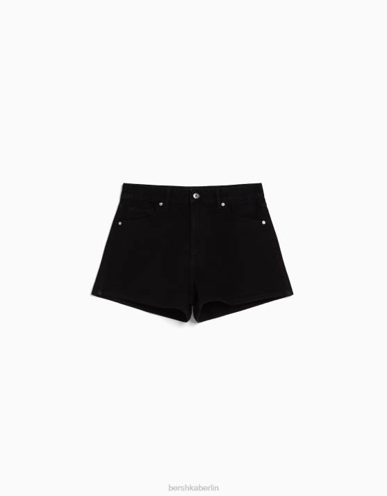 Schwarz Bershka Frauen Mom-Fit-Jeansshorts H00J1685