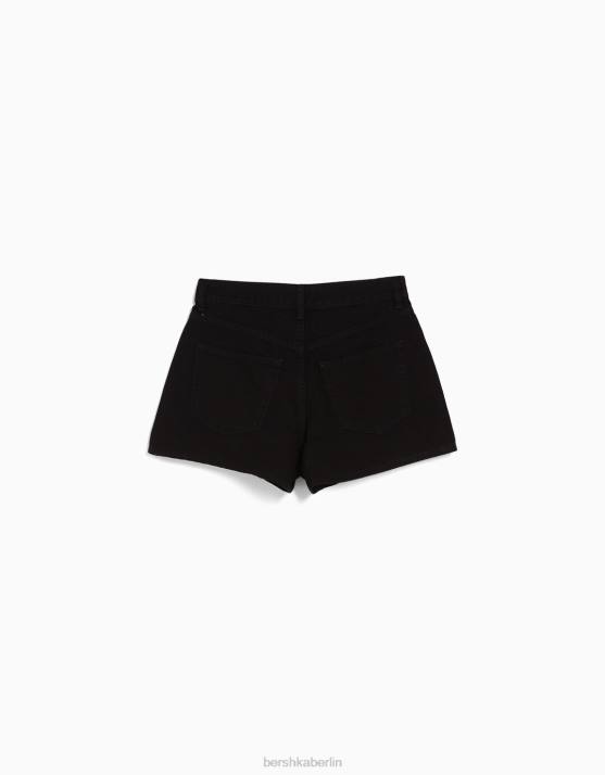 Schwarz Bershka Frauen Mom-Fit-Jeansshorts H00J1685