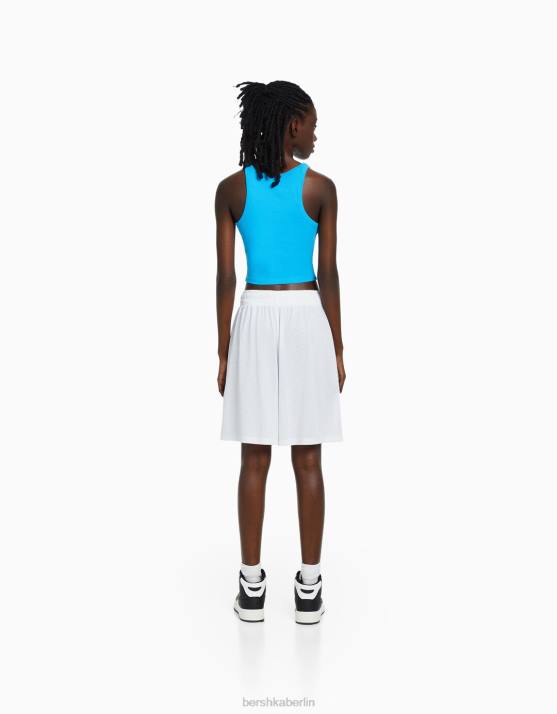 Weiss Bershka Frauen Bedruckte Bermudashorts aus Mesh H00J1700