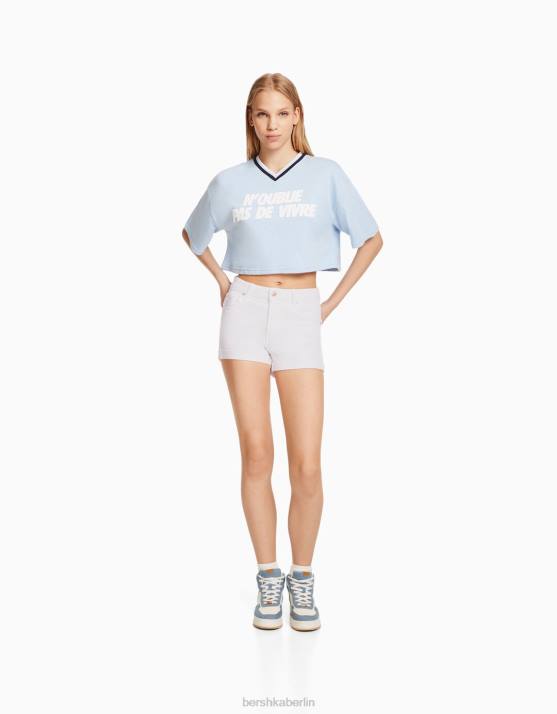 Weiss Bershka Frauen Krempel-Jeansshorts H00J1727