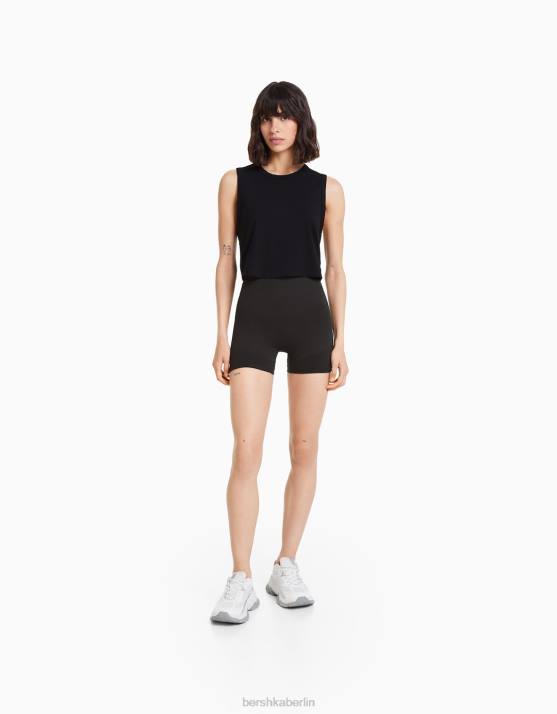 dunkelgrau Bershka Frauen Nahtlose Push-Up-Legging-Shorts H00J1464