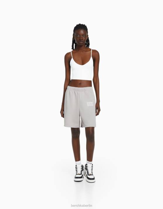 grau Bershka Frauen Plüsch-Baumwollshorts H00J1729