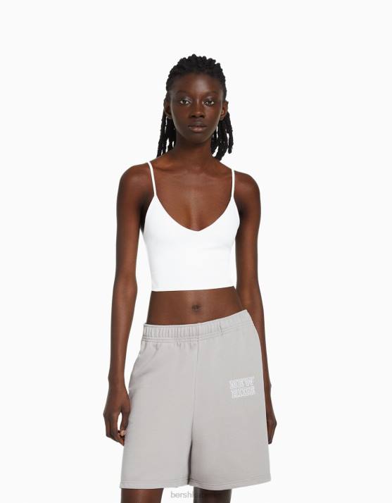 grau Bershka Frauen Plüsch-Baumwollshorts H00J1729