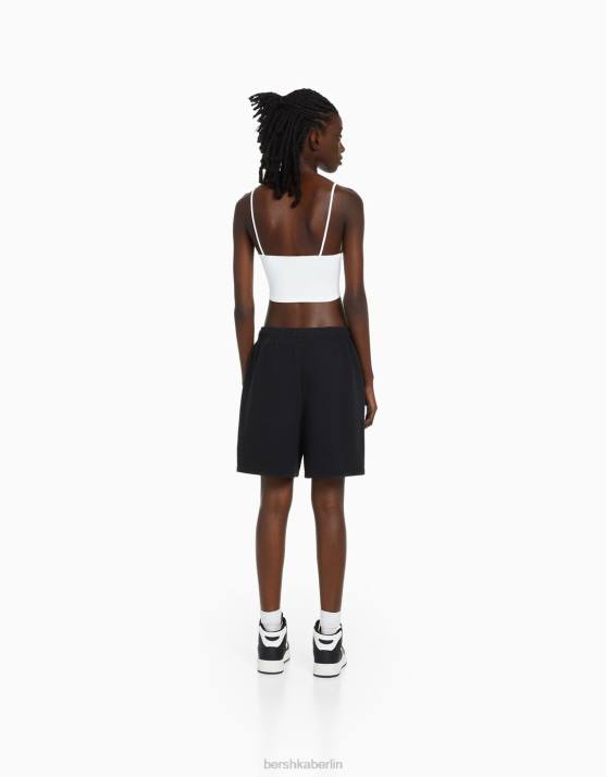 grau Bershka Frauen Plüsch-Baumwollshorts H00J1731