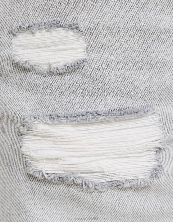 grau Bershka Frauen zerrissene Jeansshorts mit Taschen H00J1694