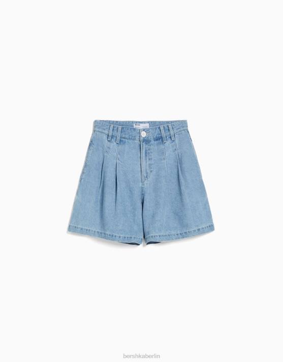 hellblau Bershka Frauen Denim-Bermudashorts H00J1681