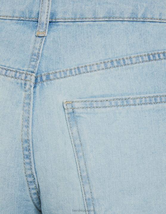 hellblau Bershka Frauen Jeansshorts mit Strassfransen H00J1924