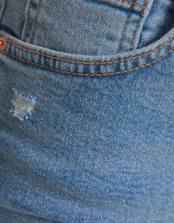 hellblau Bershka Frauen Krempel-Jeansshorts H00J1724