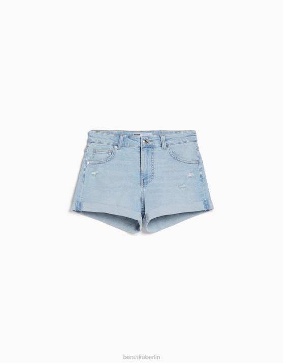 hellblau Bershka Frauen Krempel-Jeansshorts H00J1726