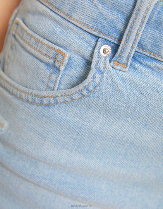 hellblau Bershka Frauen Krempel-Jeansshorts H00J1726