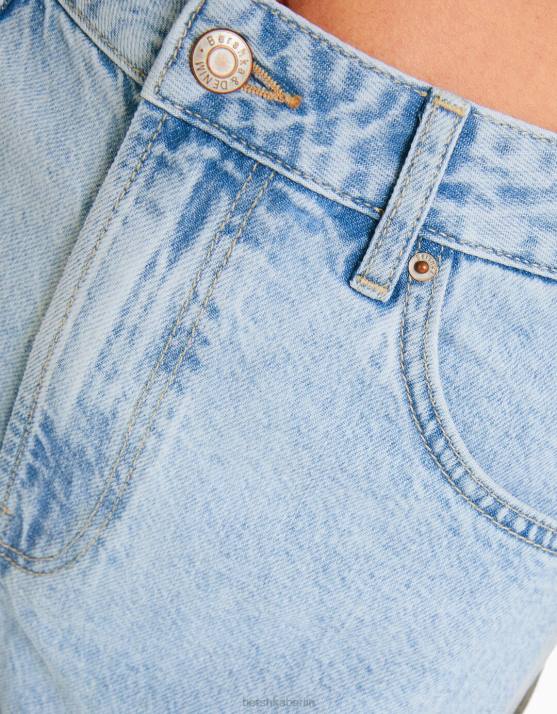 hellblau Bershka Frauen Mom-Fit-Jeansshorts H00J1679