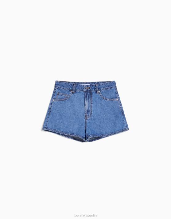 hellblau Bershka Frauen Mom-Fit-Jeansshorts H00J1683