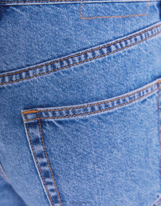 hellblau Bershka Frauen Mom-Fit-Jeansshorts H00J1683