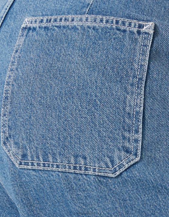 Blau Bershka Frauen Cargo-Jeans mit weitem Bein H00J1340