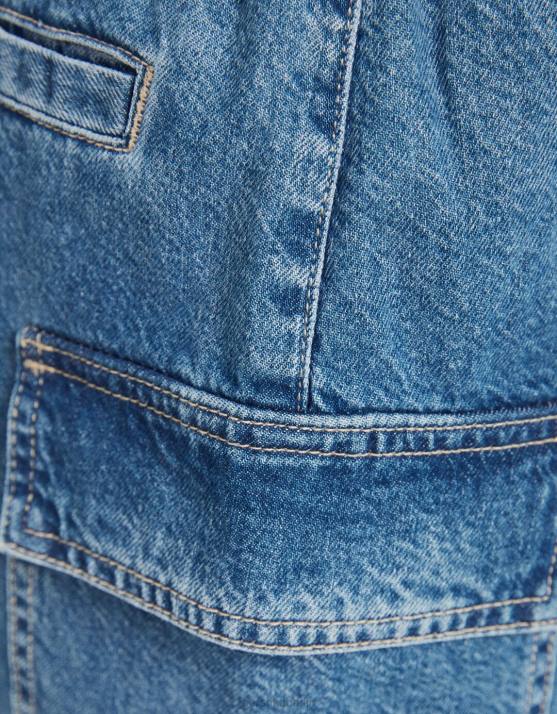 Blau Bershka Frauen Denim-Mini-Cargo-Rock H00J1399