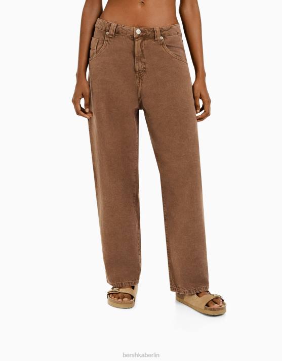 Kamel Bershka Frauen Ballon-Zimmermannshose H00J1359