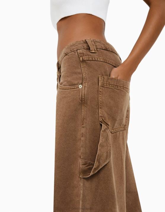 Kamel Bershka Frauen Ballon-Zimmermannshose H00J1359