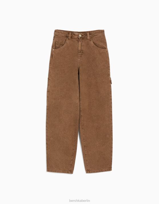 Kamel Bershka Frauen Ballon-Zimmermannshose H00J1359