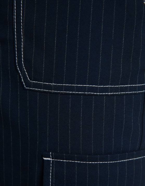 Marine Bershka Frauen maßgeschneiderte Nadelstreifen-Cargohose H00J1348