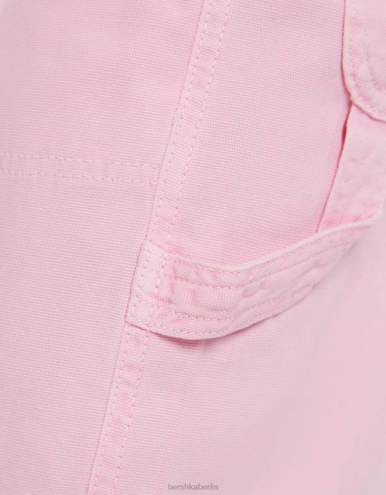 Rosa Bershka Frauen Lässige Zimmermannshose aus Canvas H00J1319