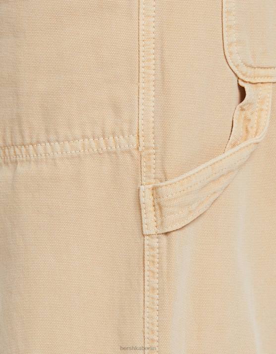 Sand Bershka Frauen Lässige Zimmermannshose aus Canvas H00J1317