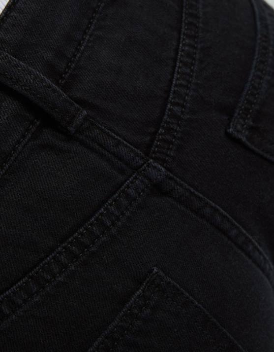 Schwarz Bershka Frauen Gerade geschnittene Cargo-Jeans H00J1352