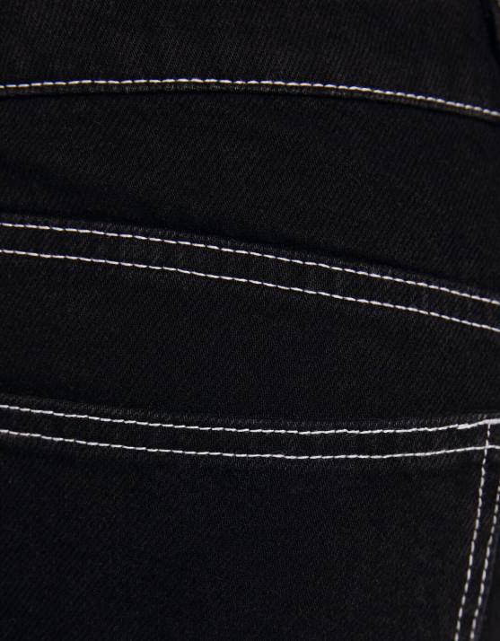 Schwarz Bershka Frauen Gerade geschnittene Cargo-Jeans H00J1386