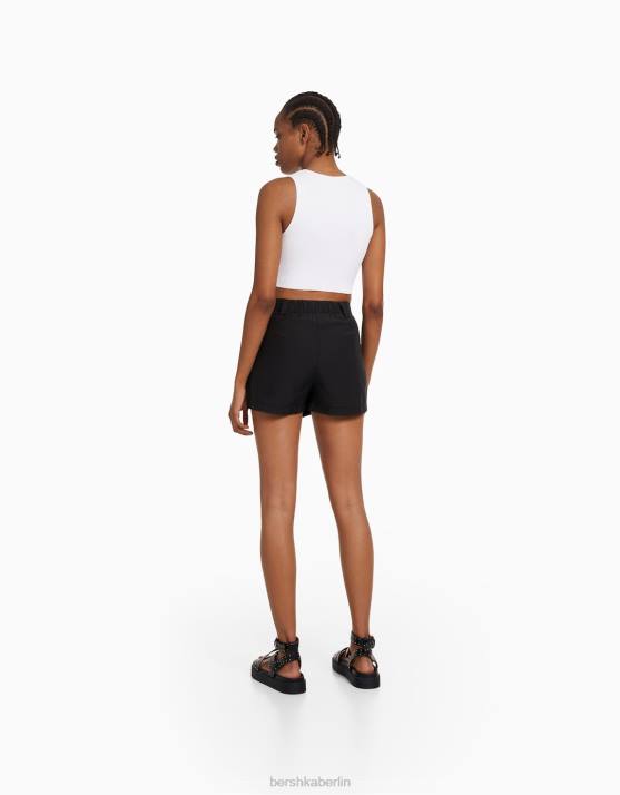 Schwarz Bershka Frauen Wickel-Cargo-Skort H00J1390