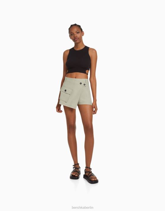 grau Bershka Frauen Wickel-Cargo-Skort H00J1389