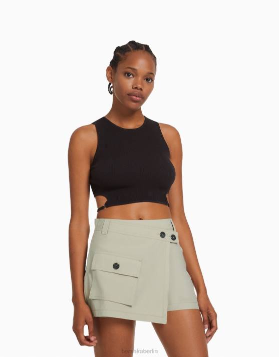 grau Bershka Frauen Wickel-Cargo-Skort H00J1389