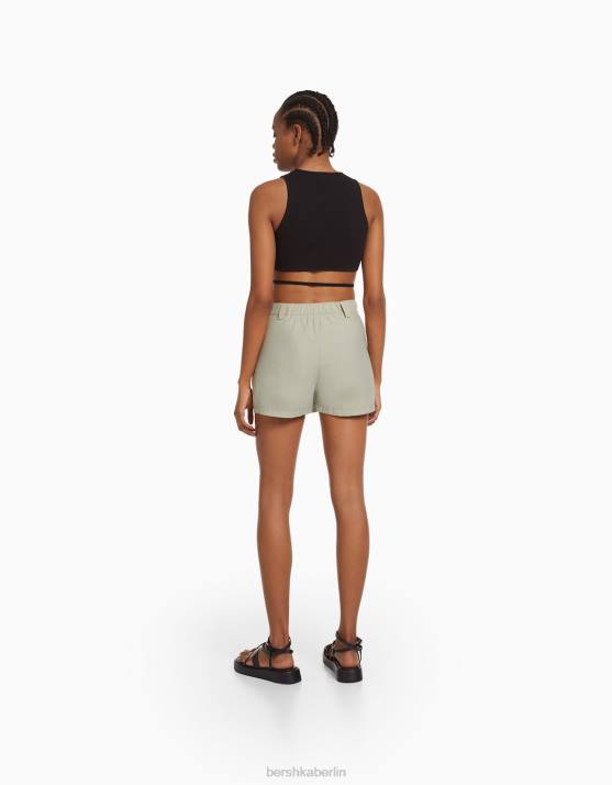 grau Bershka Frauen Wickel-Cargo-Skort H00J1389