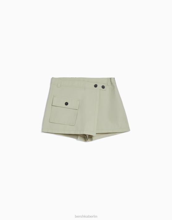 grau Bershka Frauen Wickel-Cargo-Skort H00J1389