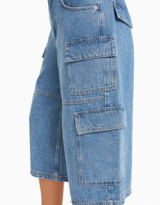 hellblau Bershka Frauen Baggy-Jeans-Cargo-Bermudashorts H00J1391