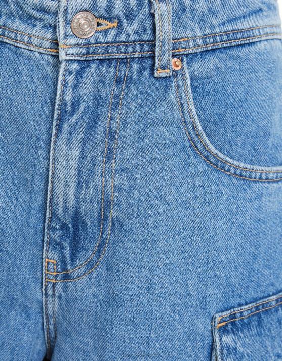 hellblau Bershka Frauen Baggy-Jeans-Cargo-Bermudashorts H00J1391