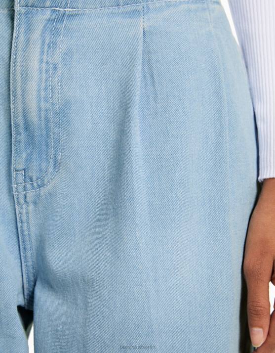 hellblau Bershka Frauen Cargo-Jeans mit Falten H00J1370