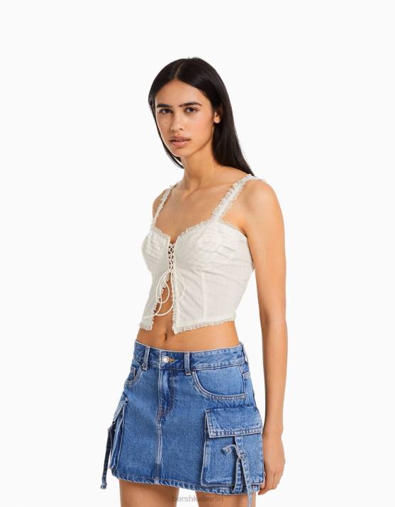 hellblau Bershka Frauen Denim-Mini-Cargo-Rock H00J1365