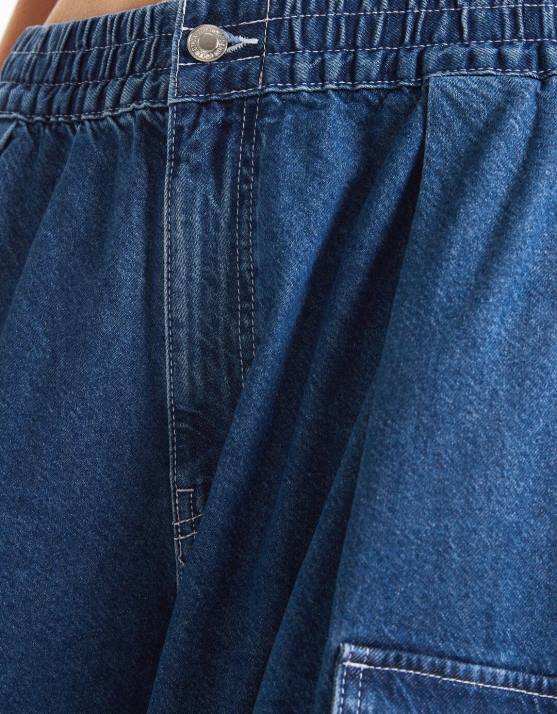 hellblau Bershka Frauen voluminöse Cargo-Jeans H00J1315