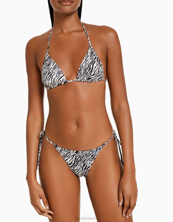 Creme Bershka Frauen Bikinihose mit Zebramuster H00J1773