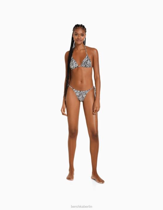 Creme Bershka Frauen Bikinihose mit Zebramuster H00J1773