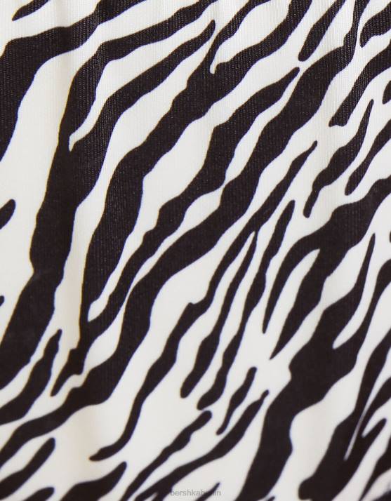 Creme Bershka Frauen Bikinihose mit Zebramuster H00J1773