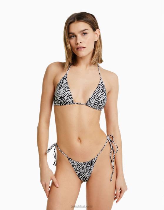 Creme Bershka Frauen Bikinioberteil mit Zebramuster H00J1772