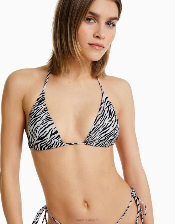 Creme Bershka Frauen Bikinioberteil mit Zebramuster H00J1772