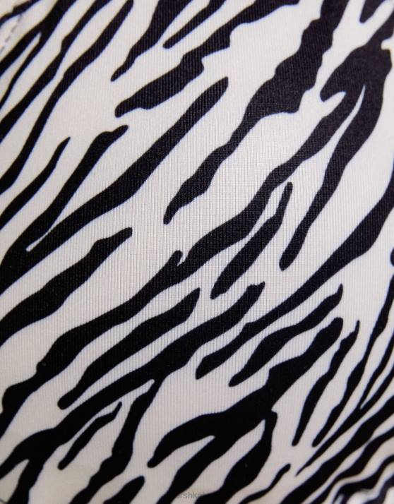 Creme Bershka Frauen Bikinioberteil mit Zebramuster H00J1772