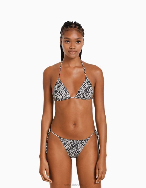 Creme Bershka Frauen Bikinioberteil mit Zebramuster H00J1774