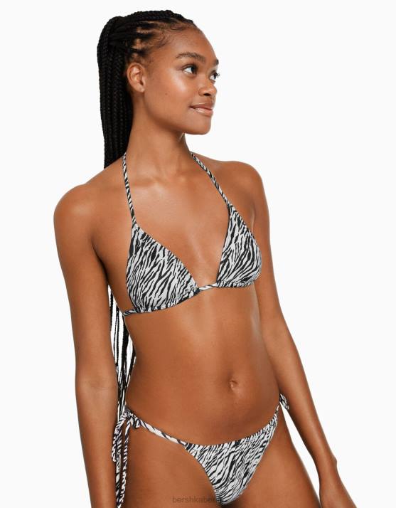 Creme Bershka Frauen Bikinioberteil mit Zebramuster H00J1774