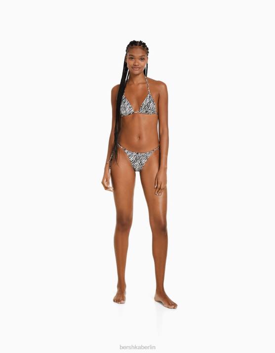 Creme Bershka Frauen Bikinioberteil mit Zebramuster H00J1774